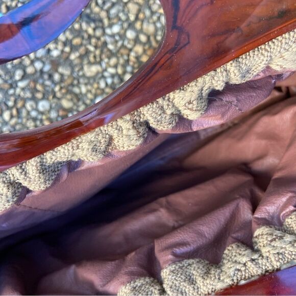 Vintage clutch with faux tortoise handle - Picture 4 of 5